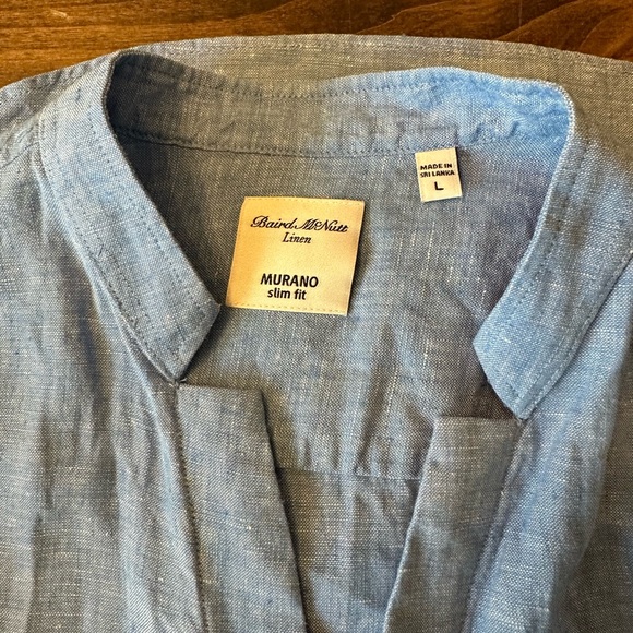 Murano Baird Mcnutt Linen Light Blue Button Shirt - Picture 3 of 5